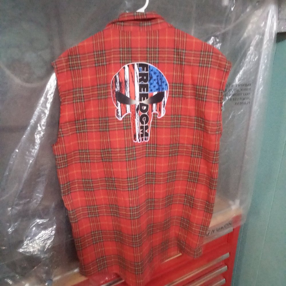 Custom sleeveless light flannel shirt